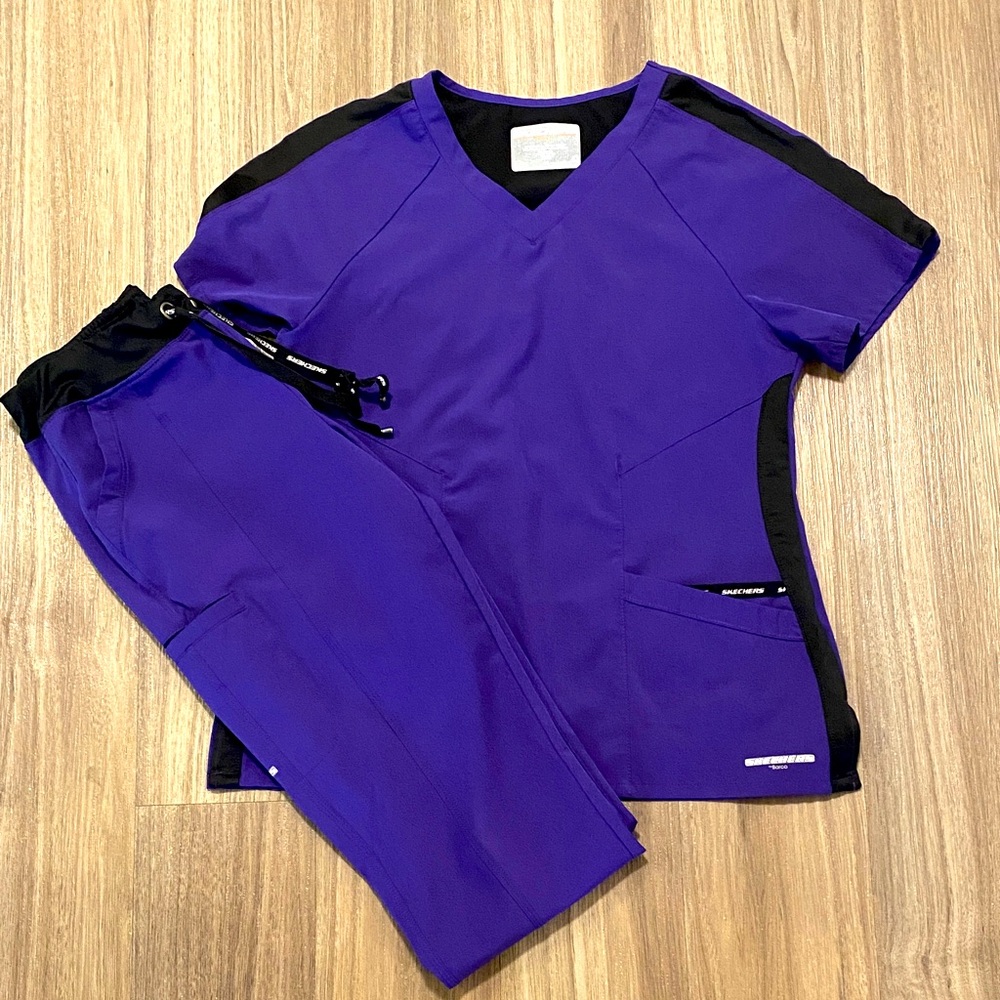 Skechers Purple and Black Women's Scrub Set